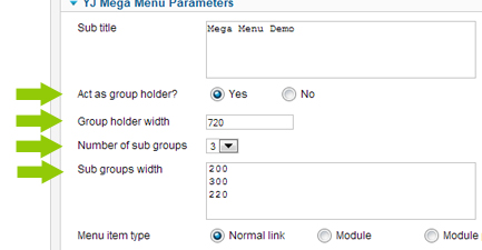 Mega Menu Groups